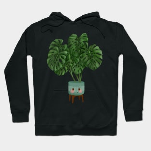 Cute Plant Illustration, Monstera Deliciosa Plant Illustration Hoodie